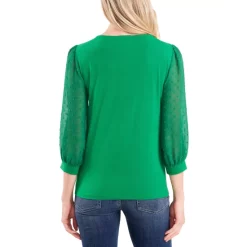 Brand new 😍 CeCe Clip-Dot Sleeve Top Rich Black 🔥 -CeCe Sales Shop unnamed file 152