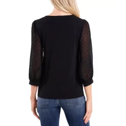Brand new 😍 CeCe Clip-Dot Sleeve Top Rich Black 🔥 -CeCe Sales Shop unnamed file 153