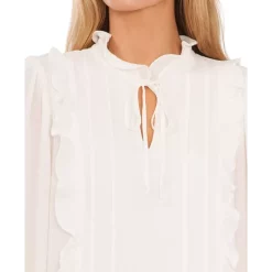 Buy 🧨 CeCe 👩 Women's Long-Sleeve Lurex-Mesh Babydoll 👗 Dress Champagne 😍