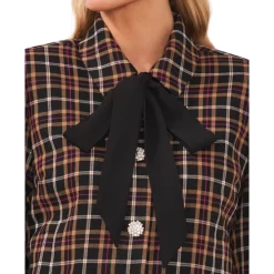 Best deal ✔️ CeCe 👩 Women's Tie-Neck Long Sleeve Button-Up Jacket Rich Black 🤩 -CeCe Sales Shop unnamed file 163
