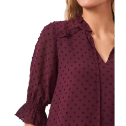 Best deal 🧨 CeCe Split-Neck Clip-Dot Blouse Soft Ecru 🎉 -CeCe Sales Shop unnamed file 171