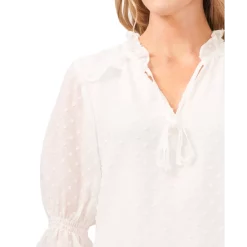 Best deal 🧨 CeCe Split-Neck Clip-Dot Blouse Soft Ecru 🎉 -CeCe Sales Shop unnamed file 172