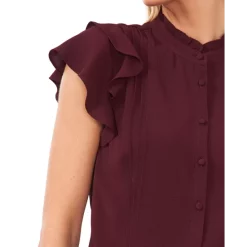 Discount 🔥 CeCe Pintuck Ruffled Blouse Rich Cabernet 🎁 -CeCe Sales Shop unnamed file 179