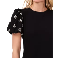 Wholesale 😀 CeCe 👩 Women's Ruffled Imitation Pearl-Detail Lantern Sleeve Sweater Rich Black 😉 -CeCe Sales Shop unnamed file 197