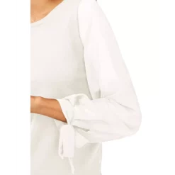 Discount ⌛ CeCe Cotton Chiffon-Sleeve Mixed-Media Sweater Classic Navy 🎁 -CeCe Sales Shop unnamed file 200