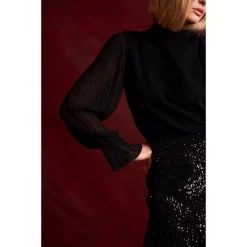 Wholesale 😀 CeCe 👩 Women's Mock-Neck Sweater & Pleated 👗 Skirt Rich Black 🎉