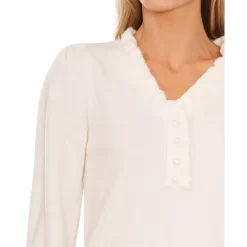 Brand new ๐ฅ CeCe ๐ฉ Women's Smocked Neck Bottom Flounce Long Sleeve ๐ Dress Deep Merlot ๐