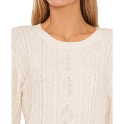 Brand new 🥰 CeCe 👩 Women's Embellished Cable-Knit Crewneck Sweater Antique White 🔥 -CeCe Sales Shop unnamed file 236