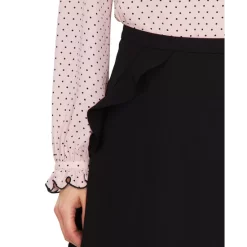 Best deal ⌛ CeCe 👩 Women's Solid Ruffled-Front A-Line Mini 👗 Skirt Rich Black 🥰 -CeCe Sales Shop unnamed file 245