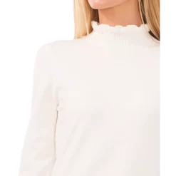 Discount 👍 CeCe 👩 Women's Mock Neck Long Sleeve Sweater Rich Black 🧨