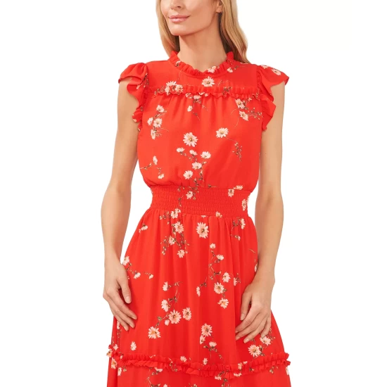 Top 10 🤩 CeCe 👩 Women's Floral Print Smocked-Waist Midi 👗 Dress Sage ❤️ 5 Top 10 🤩 CeCe 👩 Women's Floral Print Smocked-Waist Midi 👗 Dress Sage ❤️ - Image 5