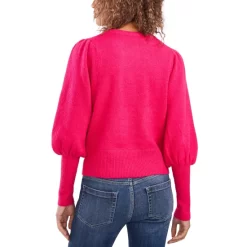 New 😍 CeCe 👩 Women's Polo V-Neck Sweater Med Heather Grey ⌛