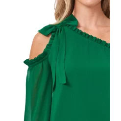 Deals 🤩 CeCe 👩 Women's Plaid Puffed-Shoulder Cropped Blazer Bright Ruby 🎉