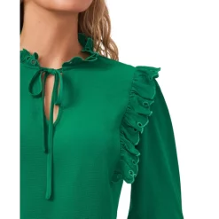 Brand new ✨ CeCe Ruffled Tie-Neck Blouse Lush Green 🔥 -CeCe Sales Shop unnamed file 359