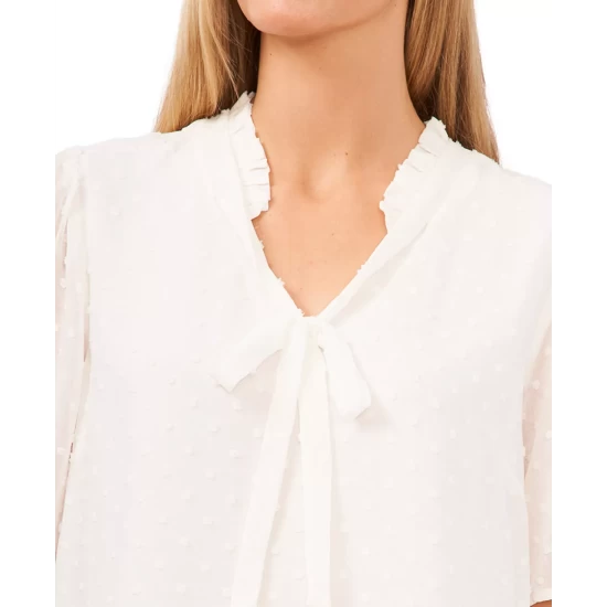 Cheapest ๐ CeCe Mixed Media Bow-Neck Button-Down ๐ Dress Rich Black ๐ 2 Cheapest ๐ CeCe Mixed Media Bow-Neck Button-Down ๐ Dress Rich Black ๐ - Image 2