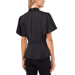 Promo 🔥 CeCe 👩 Women's Mixed-Media Top Rich Black 😉