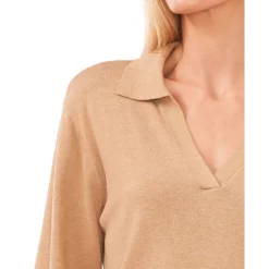 New 😍 CeCe 👩 Women's Polo V-Neck Sweater Med Heather Grey ⌛ -CeCe Sales Shop unnamed file 41