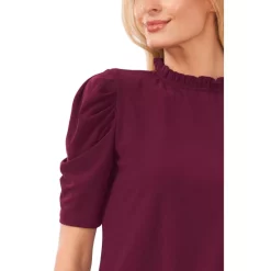 Best Pirce ✨ CeCe 👩 Women's Puff-Sleeve Ruffled-Neck Top Deep Mulberry 🥰 -CeCe Sales Shop unnamed file 417