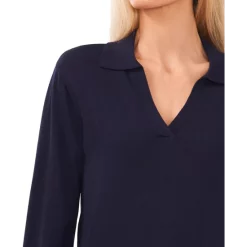 New 😍 CeCe 👩 Women's Polo V-Neck Sweater Med Heather Grey ⌛ -CeCe Sales Shop unnamed file 43