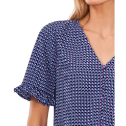 Budget 🌟 CeCe Cotton Poplin Puff-Sleeve Blouse Rich Black 🥰