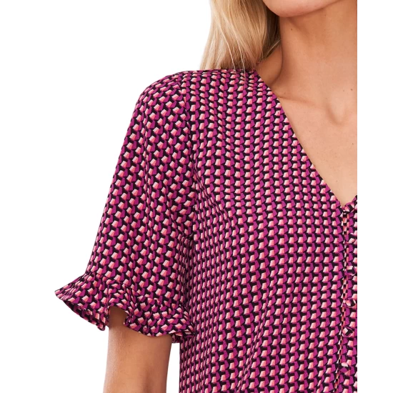 Budget 🌟 CeCe Cotton Poplin Puff-Sleeve Blouse Rich Black 🥰 2 Budget 🌟 CeCe Cotton Poplin Puff-Sleeve Blouse Rich Black 🥰 - Image 2