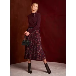 Buy 💯 CeCe 👩 Women's Pleated Elastic Waist 👗 Skirt Spiced Wine 🔔 -CeCe Sales Shop unnamed file 437