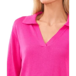 New 😍 CeCe 👩 Women's Polo V-Neck Sweater Med Heather Grey ⌛ -CeCe Sales Shop unnamed file 44