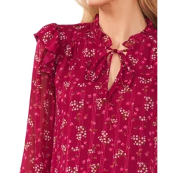 Wholesale 😀 CeCe 👩 Women's Printed Ruffle-Neck Top Rich Black 🎁 -CeCe Sales Shop unnamed file 449