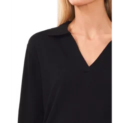 New 😍 CeCe 👩 Women's Polo V-Neck Sweater Med Heather Grey ⌛ -CeCe Sales Shop unnamed file 45