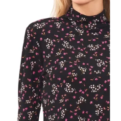 Discount ✔️ CeCe 👩 Women's Long Sleeve Floral Mock Neck Top Rich Black ⌛ -CeCe Sales Shop unnamed file 457