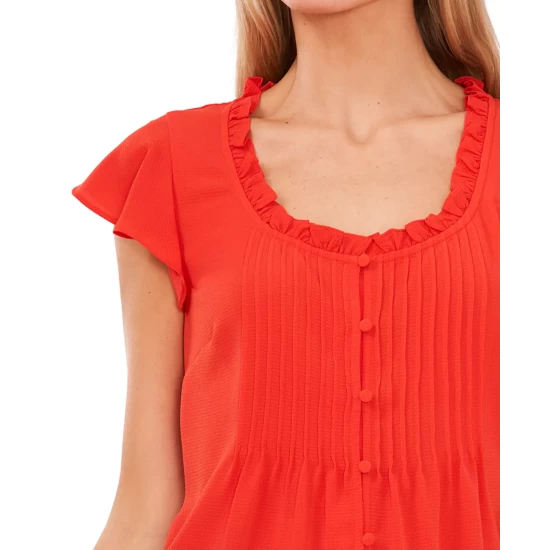 Best Pirce ๐ฏ CeCe ๐ฉ Women's Pintuck Flutter-Sleeve Blouse Poppy Red ๐งจ 5 Best Pirce ๐ฏ CeCe ๐ฉ Women's Pintuck Flutter-Sleeve Blouse Poppy Red ๐งจ - Image 5