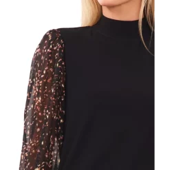Buy 🔔 CeCe 👩 Women's Mixed-Media Knit Top & Sequined Ruffled-Hem Mini 👗 Skirt Rich Black 💯