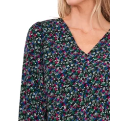 Best Pirce 😉 CeCe 👩 Women's Long Sleeve V-Neck Tie Sleeve Blouse Rich Black 😉 -CeCe Sales Shop unnamed file 503