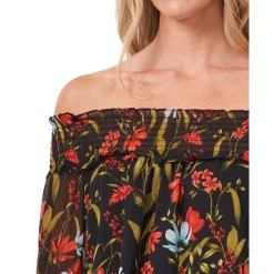 Deals 🥰 CeCe Cotton Tie-Neck Top Rich Black 😍