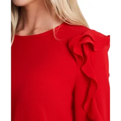 Best Sale 🧨 CeCe Ruffled-Neck And Cuff Sweater 👗 Dress Rich Black 🛒