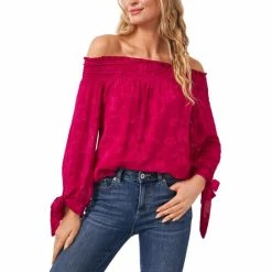 Flash Sale ❤️ CeCe Tie-Cuff Off-The-Shoulder Top Plumeria ⌛