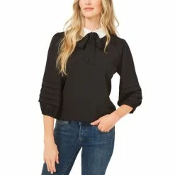 Best deal ❤️ CeCe Collared Bow Top Rich Black 👏