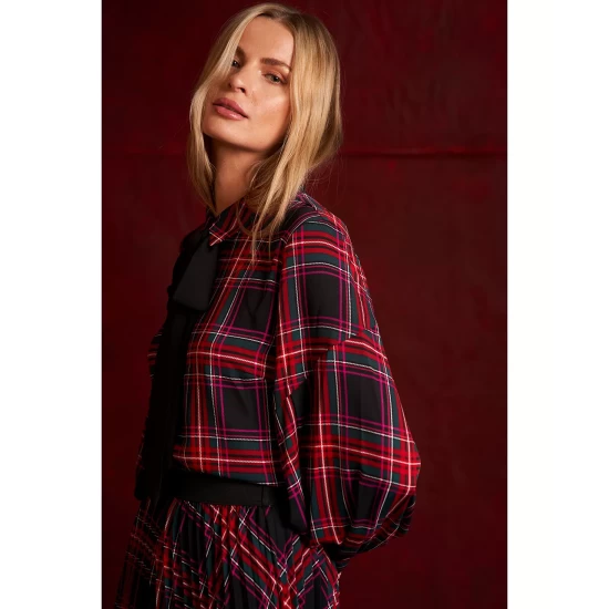 Promo ๐ฅฐ CeCe ๐ฉ Women's Long-Sleeve Plaid Button-Up Bow-Tie Blouse Rich Black ๐ 6 Promo ๐ฅฐ CeCe ๐ฉ Women's Long-Sleeve Plaid Button-Up Bow-Tie Blouse Rich Black ๐ - Image 6