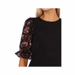 Best reviews of ⭐ CeCe 👩 Women's Mixed-Media Puff-Sleeve Round-Neck Top Rich Black 💯 -CeCe Sales Shop unnamed file 601