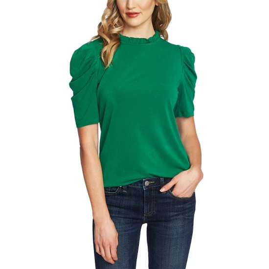 Hot Sale ๐คฉ CeCe Puff-Sleeve Ruffled-Neck Top Lush Green โค๏ธ 1 Hot Sale ๐คฉ CeCe Puff-Sleeve Ruffled-Neck Top Lush Green โค๏ธ