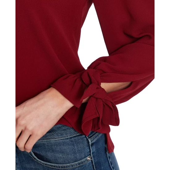 Best deal 🌟 CeCe Tie-Cuff Top Claret Red 🔥 3 Best deal 🌟 CeCe Tie-Cuff Top Claret Red 🔥 - Image 3