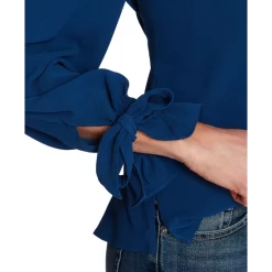 New ⭐ CeCe 👩 Women's Tie-Neck Long-Sleeve Flared-Cuff Sweater 👗 Dress Rich Black 👏