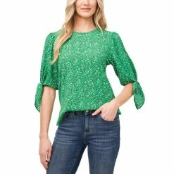 Best reviews of 🔥 CeCe Printed Tie-Sleeve Top Soft Emerald 🔥