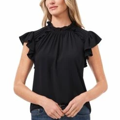 Promo 🎉 CeCe Ruffled Flutter-Sleeve Top Soft Ecru 🥰