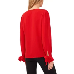 Best Pirce 👍 CeCe Solid Tie-Neck Puff-Sleeve Blouse Night Horizon 🥰