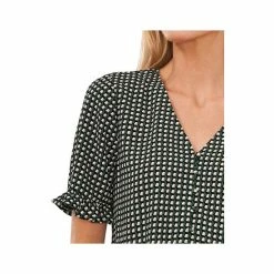 Buy 🔔 CeCe 👩 Women's Short Sleeve Button Front Blouse Alpine Green 😍 -CeCe Sales Shop unnamed file 662