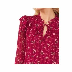 Wholesale 😀 CeCe 👩 Women's Printed Ruffle-Neck Top Rich Black 🎁 -CeCe Sales Shop unnamed file 702