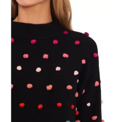 Brand new 🎉 CeCe 👩 Women's Contrast-Trimmed Flutter-Sleeve Blouse Rich Black 😀