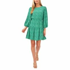 Cheap ⌛ CeCe Sakura Delight Puff-Sleeve 👗 Dress Luxe Green 🔥