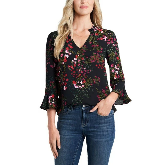 Best deal ❤️ CeCe Floral-Print Ruffled Blouse Black Floral ✨ 1 Best deal ❤️ CeCe Floral-Print Ruffled Blouse Black Floral ✨